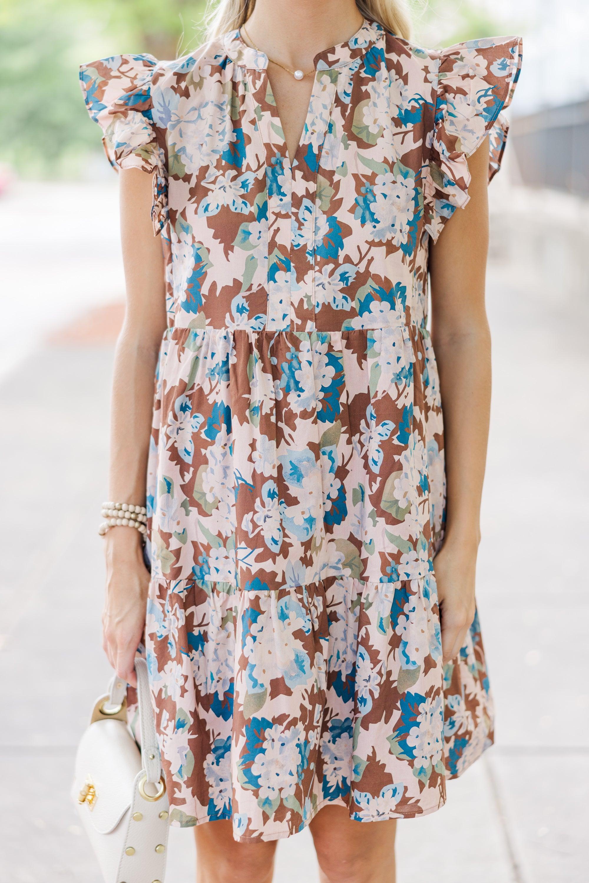 At This Time Brown Floral Dress Female Product Image