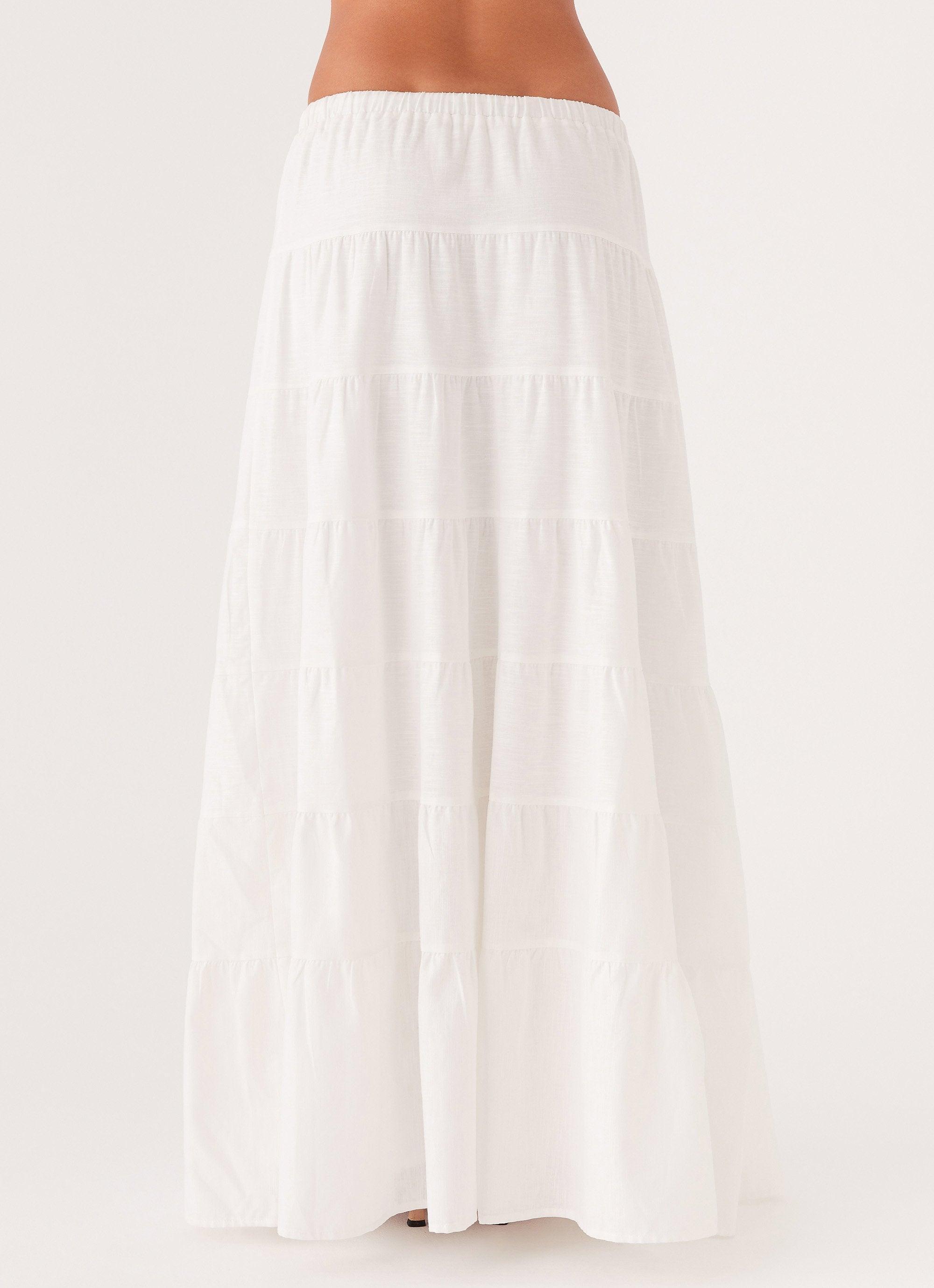 Mariella Linen Maxi Skirt - White Product Image