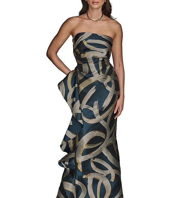 Donna Karan Strapless Abstract Print Jacquard Dress Product Image