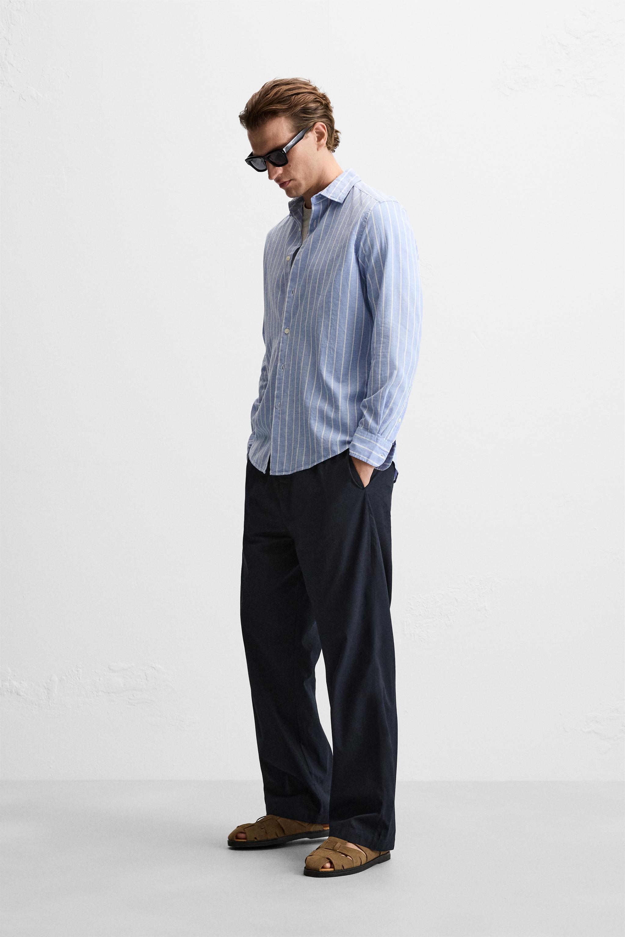 COTTON - LINEN STRIPED SHIRT Product Image