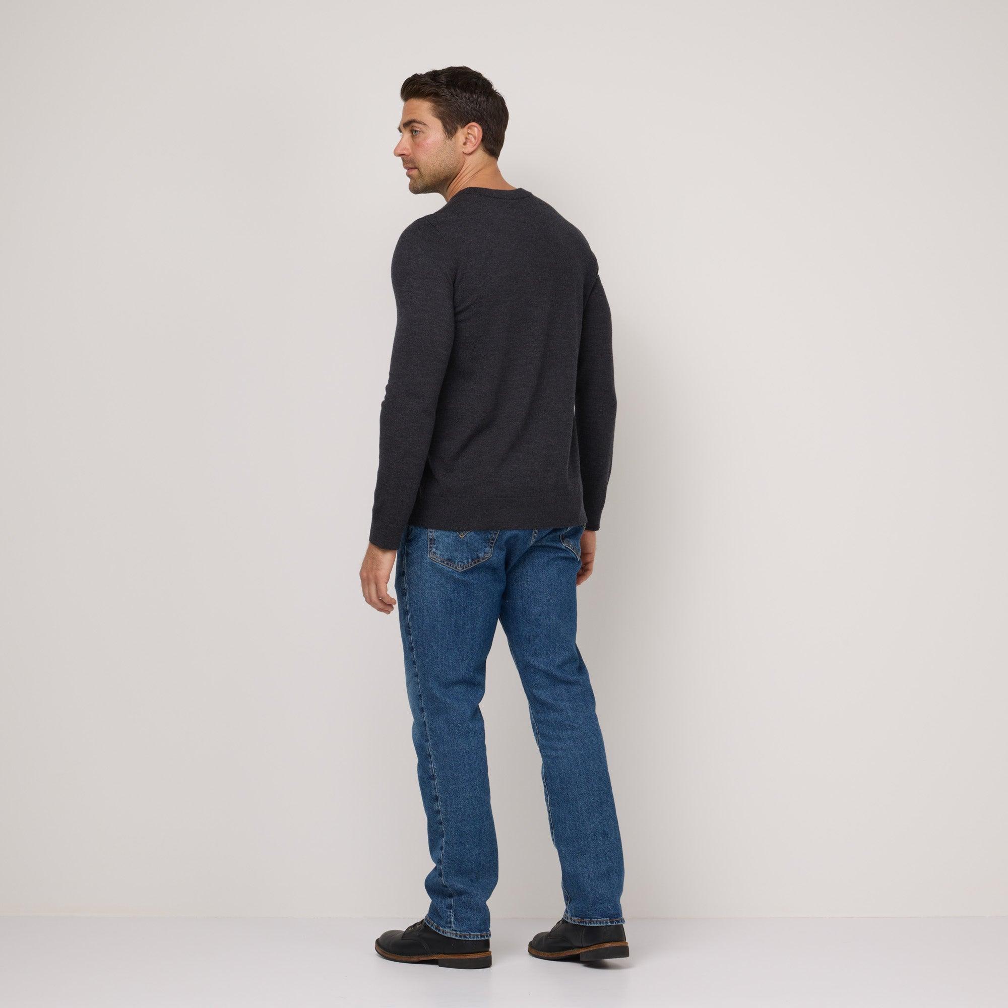 Merino Wool Interlock Sweatshirt | Dark Charcoal Heather Product Image