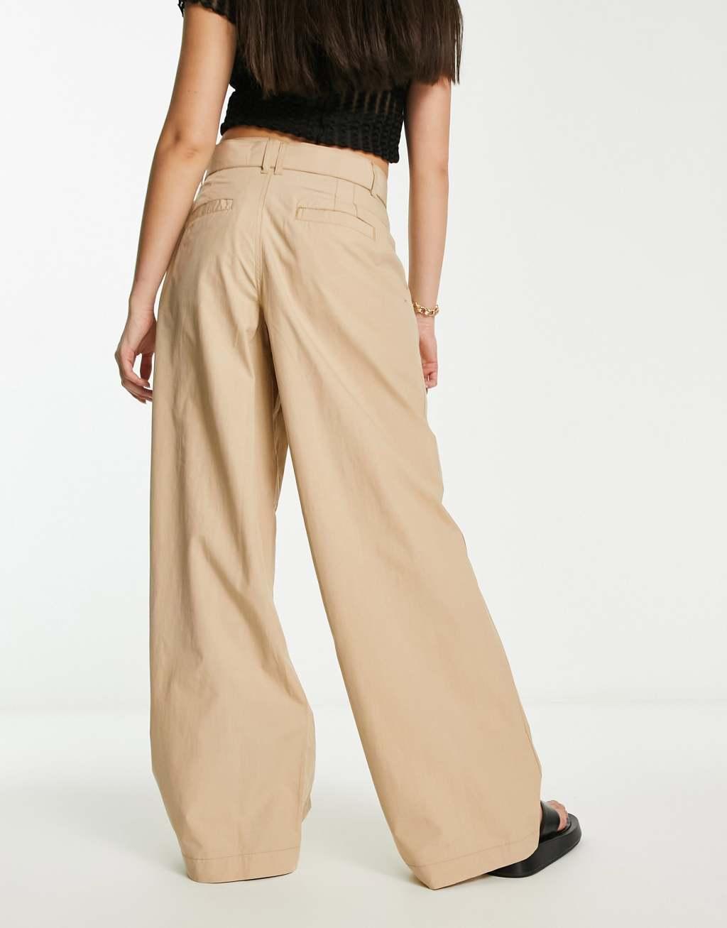 River Island belted wide leg pants with hardware detail Product Image