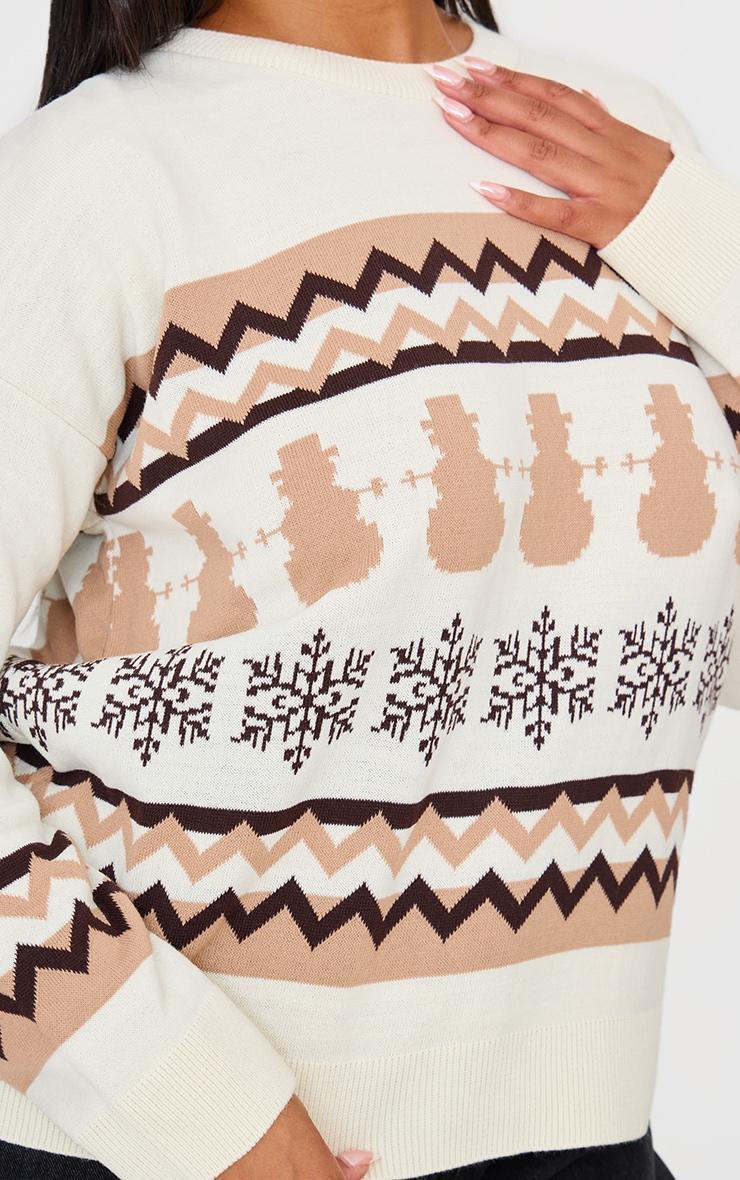 Plus Cream Zig Zag Snowflake Oversized Christmas Sweater Product Image