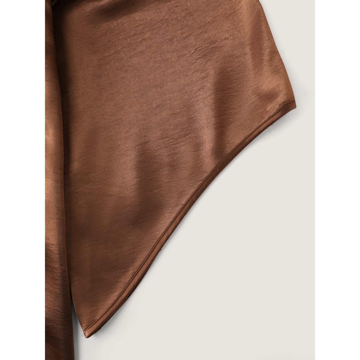 Plus Size Flared Sleeve Metal Detail Waistline Mini Dress Yellowishbrown Women Party&Cocktail Round Neck Extra Long Sleeve Curvy BloomChic 28/5X Product Image