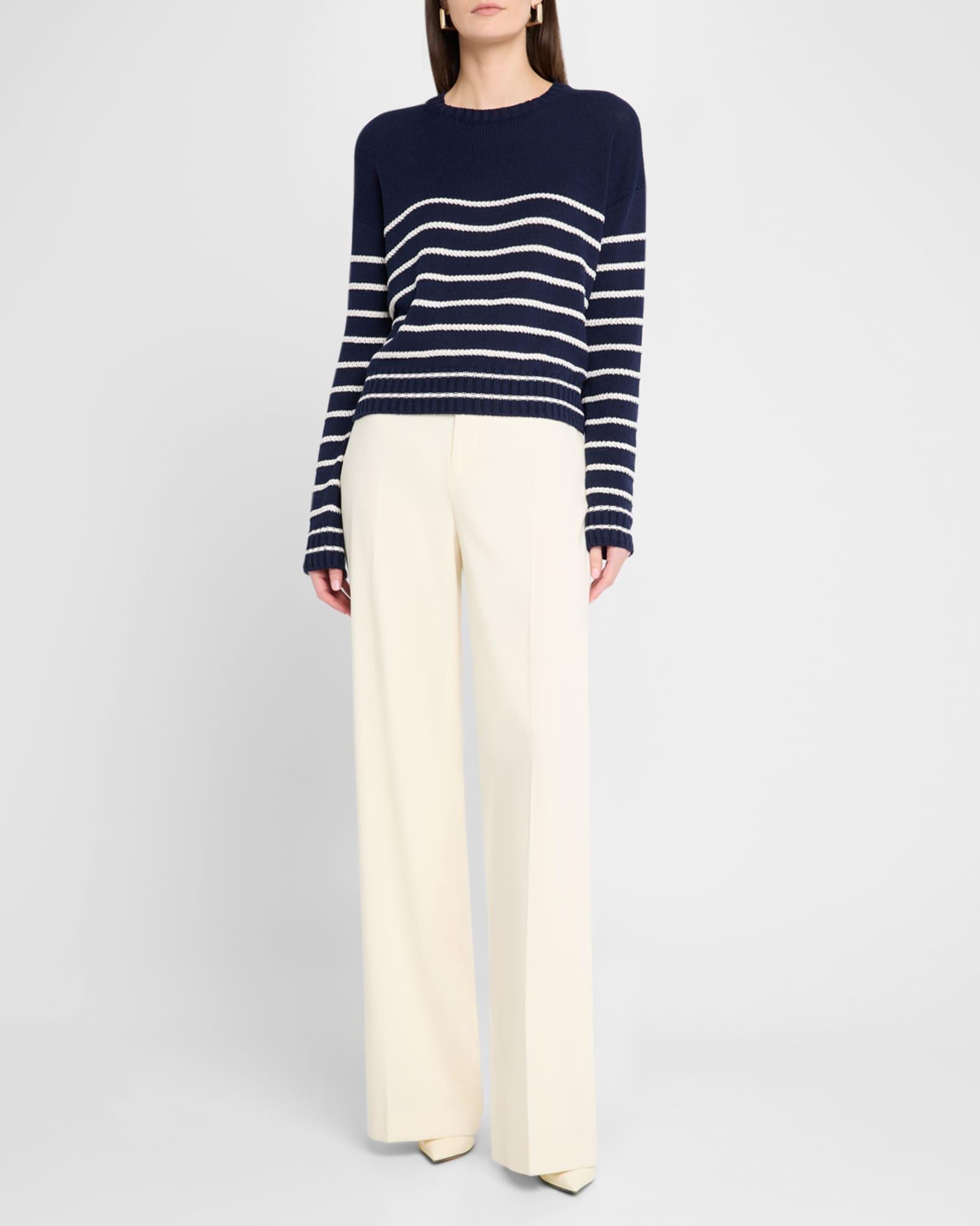 Striped Lofty Silk-Linen Crewneck Sweater Product Image