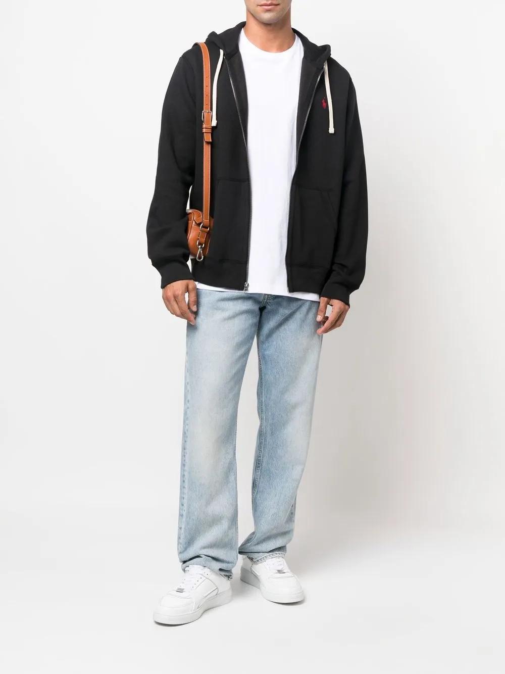 embroidered-logo zip-up hoodie  Product Image