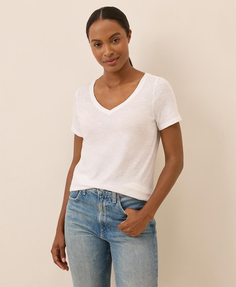 Womens Featherweight Slub V-Neck Tee 2XL Product Image