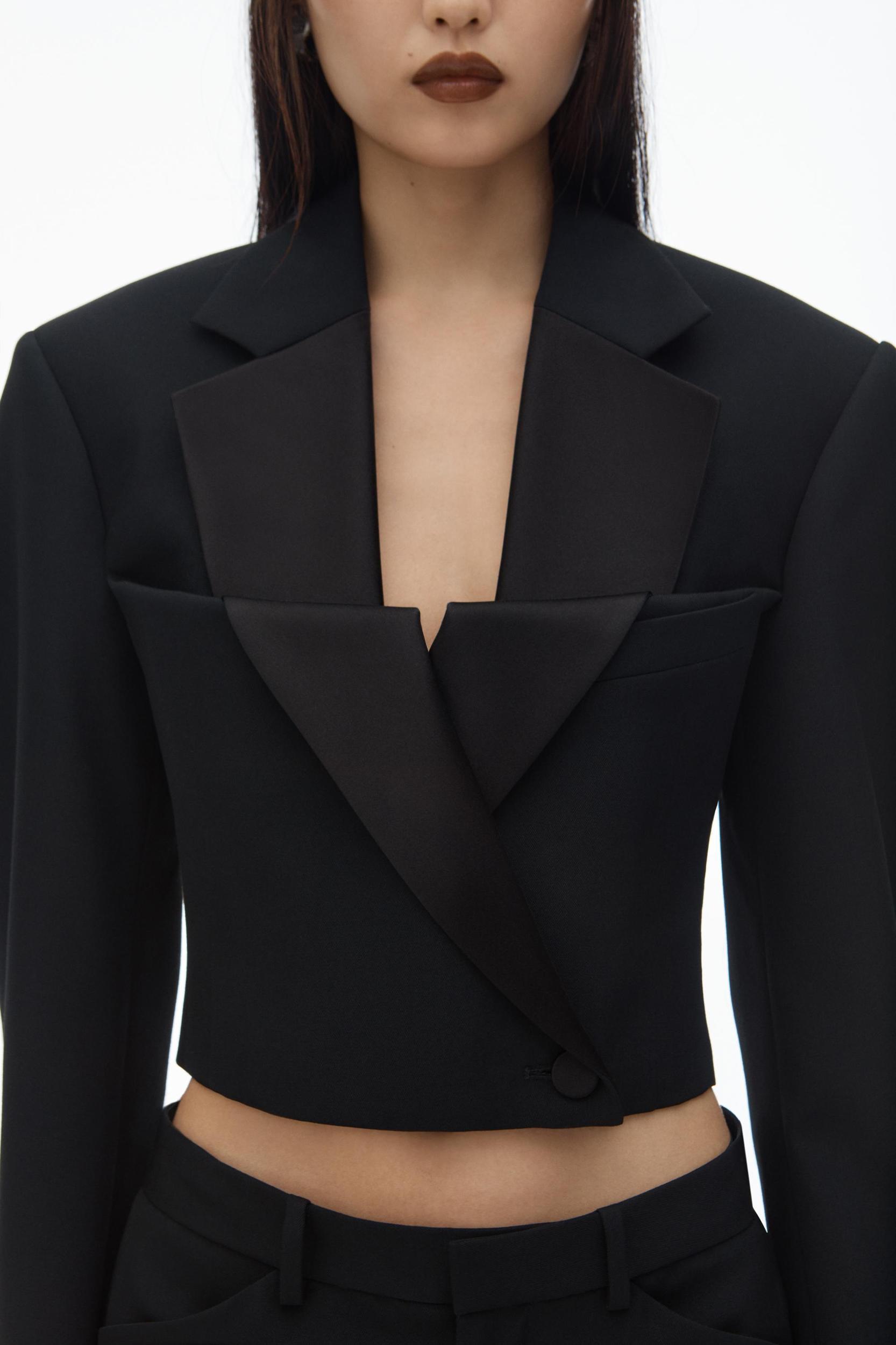 Double-breasted Tuxedo Cropped Blazer Product Image