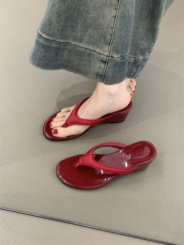 Platform Wedge Thong Sandals Product Image
