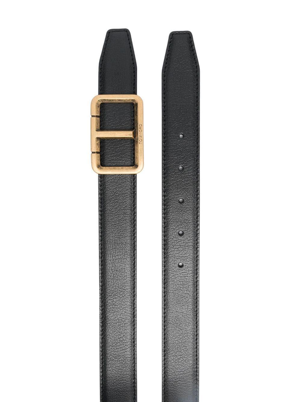 TOM FORD Logo-buckle Leather Belt In Black Product Image