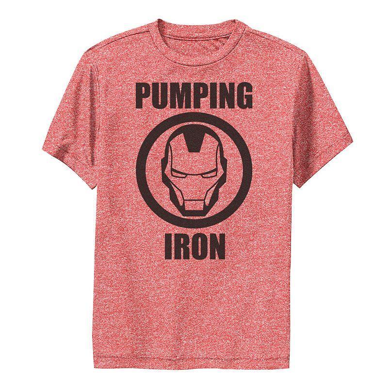 Boys 8-20 Marvel Iron Man Pumping Iron Logo Performance Tee, Boys Red Grey Product Image