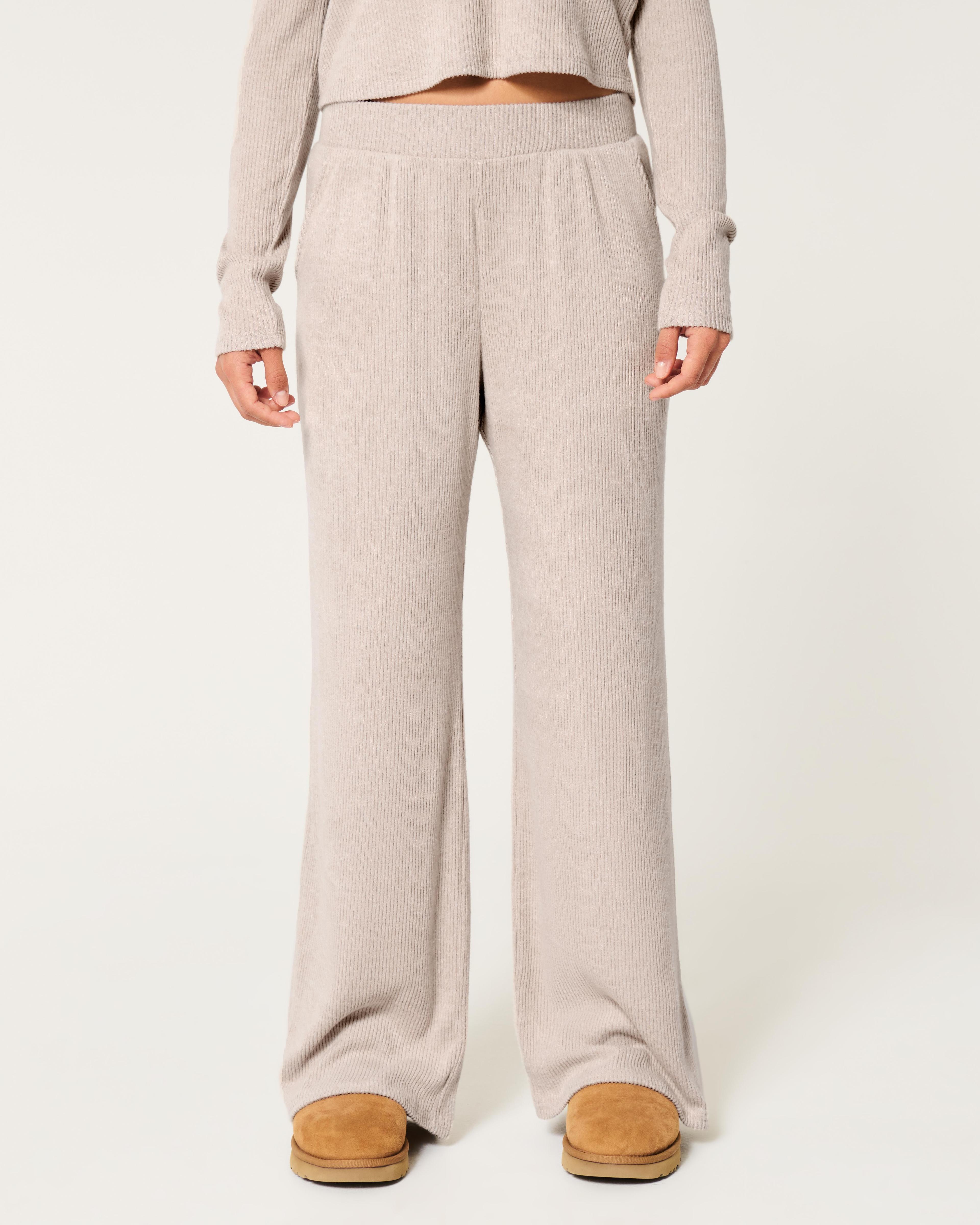 Cozy Ribbed Baggy Pants Product Image