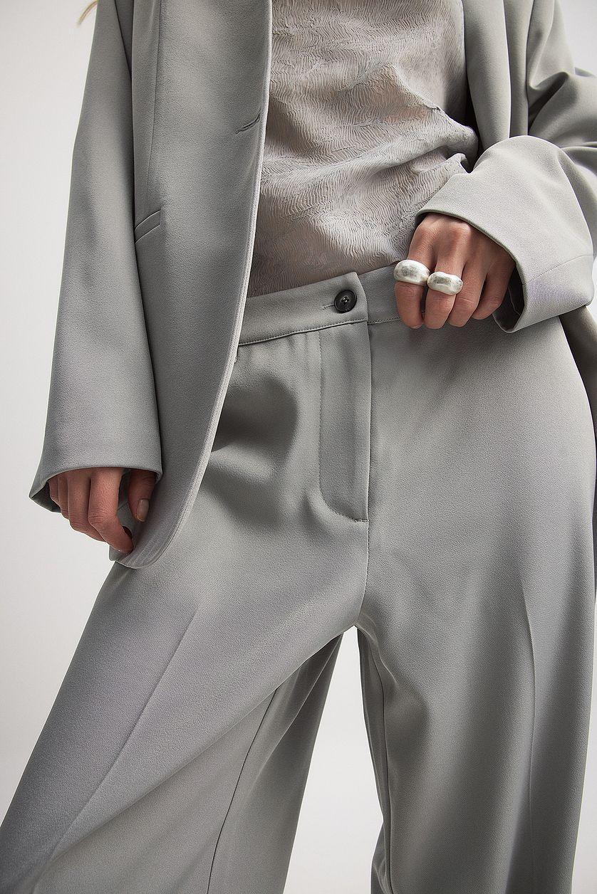 Straight Low Waist Suit Pants Product Image