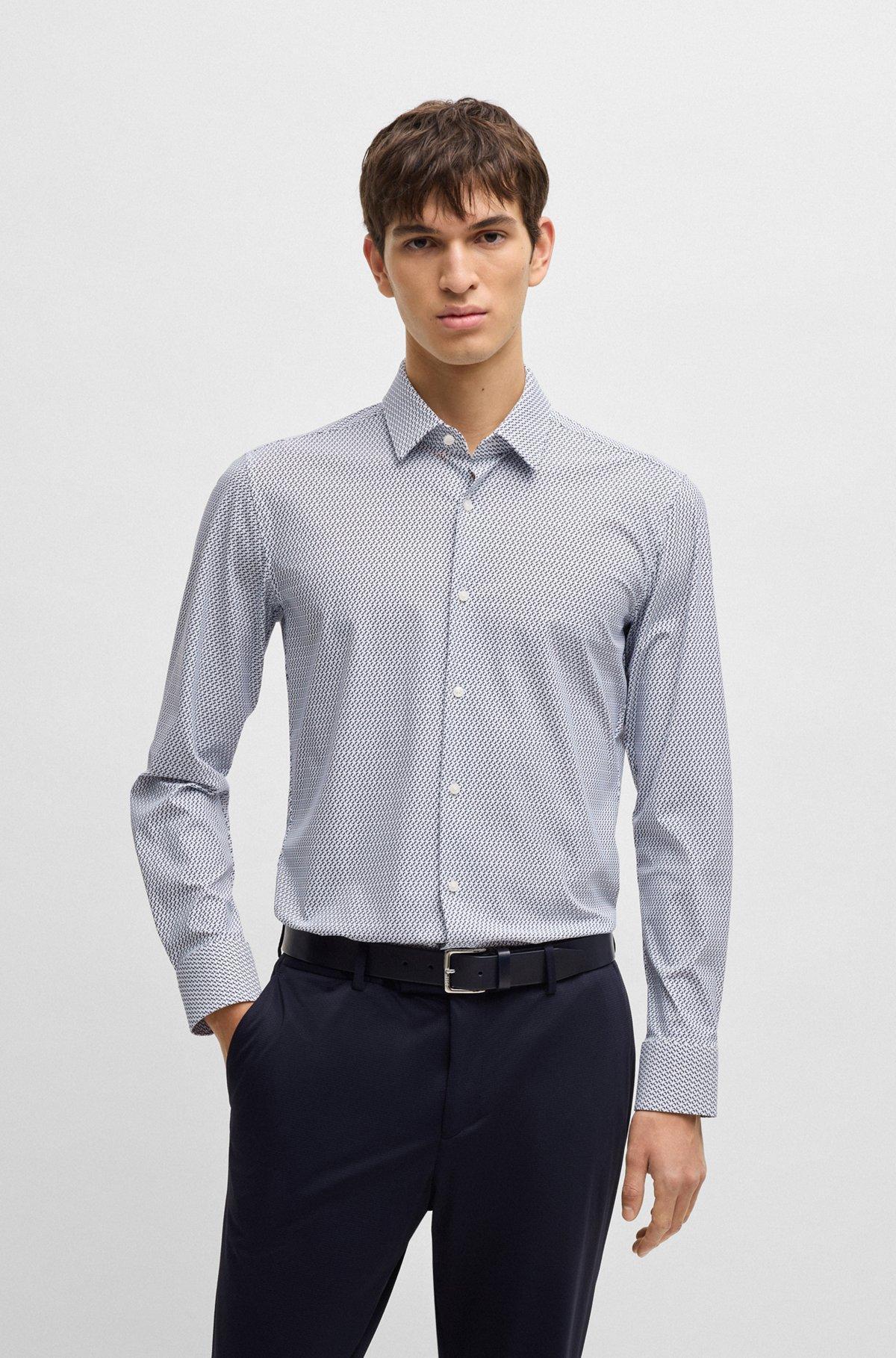 Slim-fit shirt in printed performance-stretch jersey Product Image