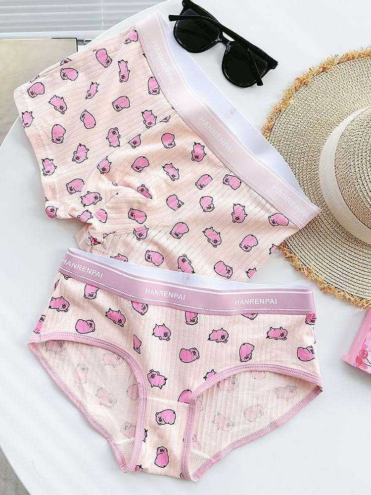 Couple Matching Set: Pig Print Panties + Boxers Product Image