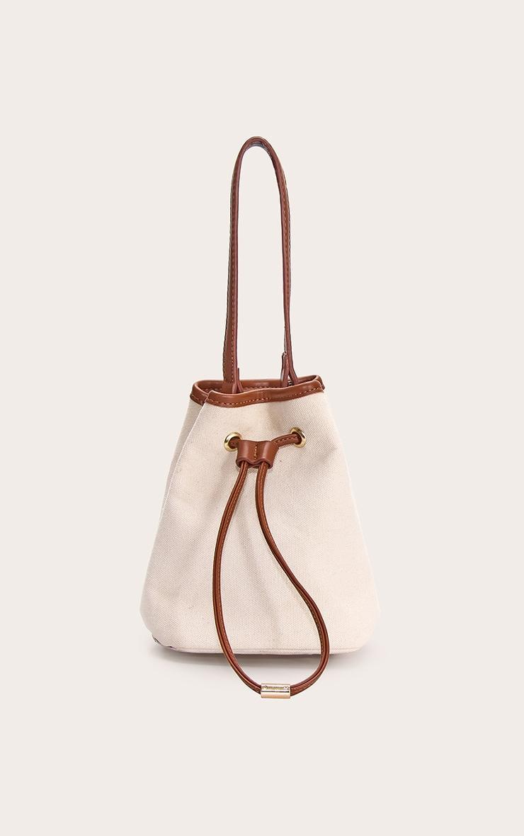 Natural Canvas Mini Drawstring Bucket Beach Bag Product Image