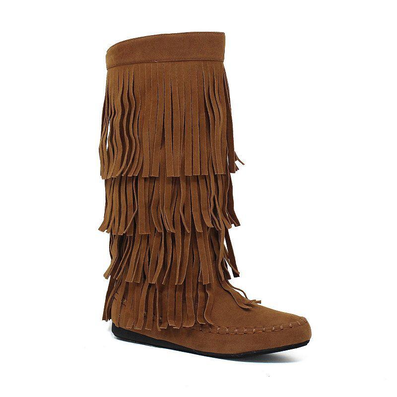 Yoki Mudd 55 Womens Tall Fringe Boots Red Product Image