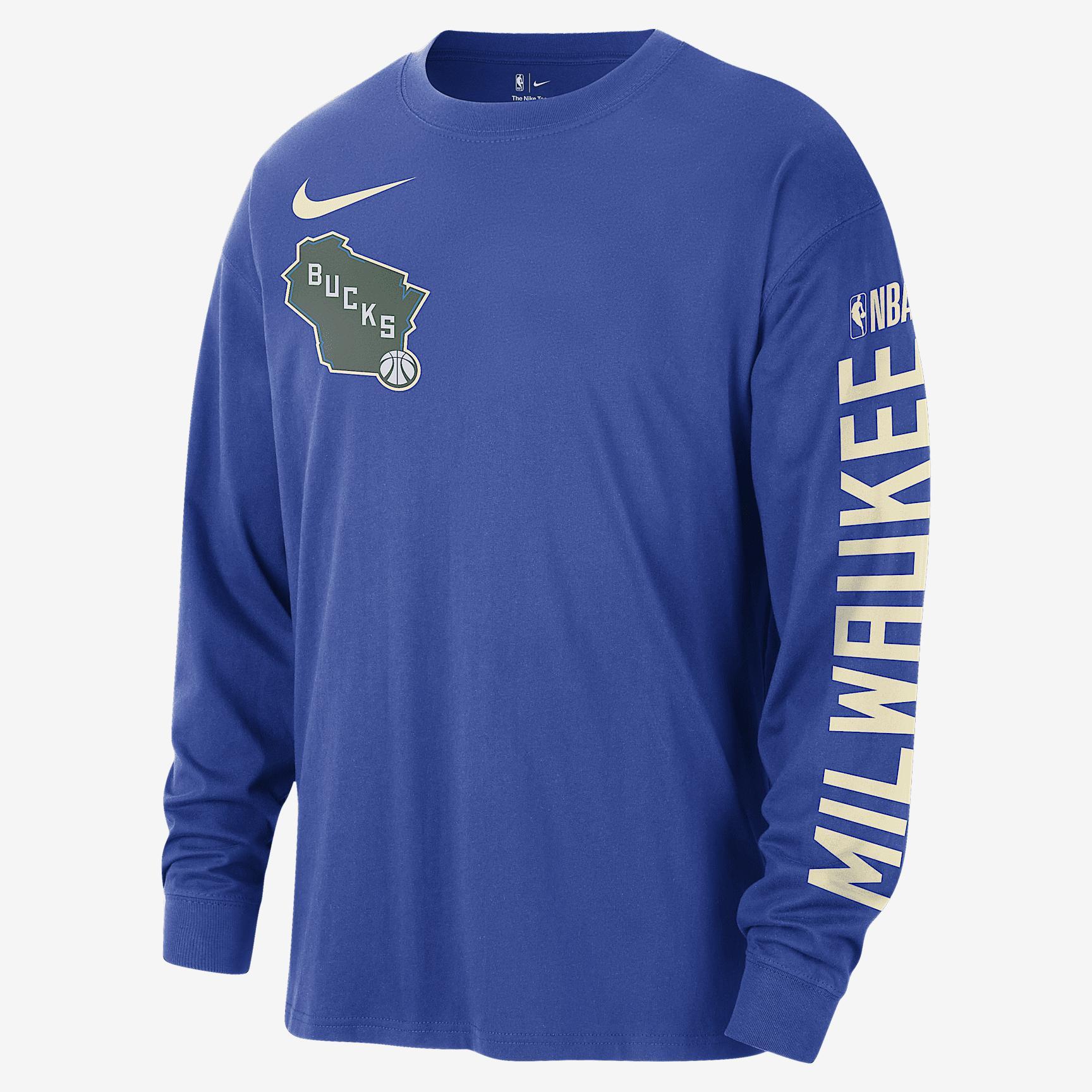 Milwaukee Bucks Courtside City Edition Men's Nike NBA Max90 Long-Sleeve T-Shirt Product Image