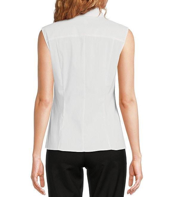 BOSS by Hugo Boss Bashivah Cotton Poplin Point Collar Sleeveless Side Zip Blouse Product Image