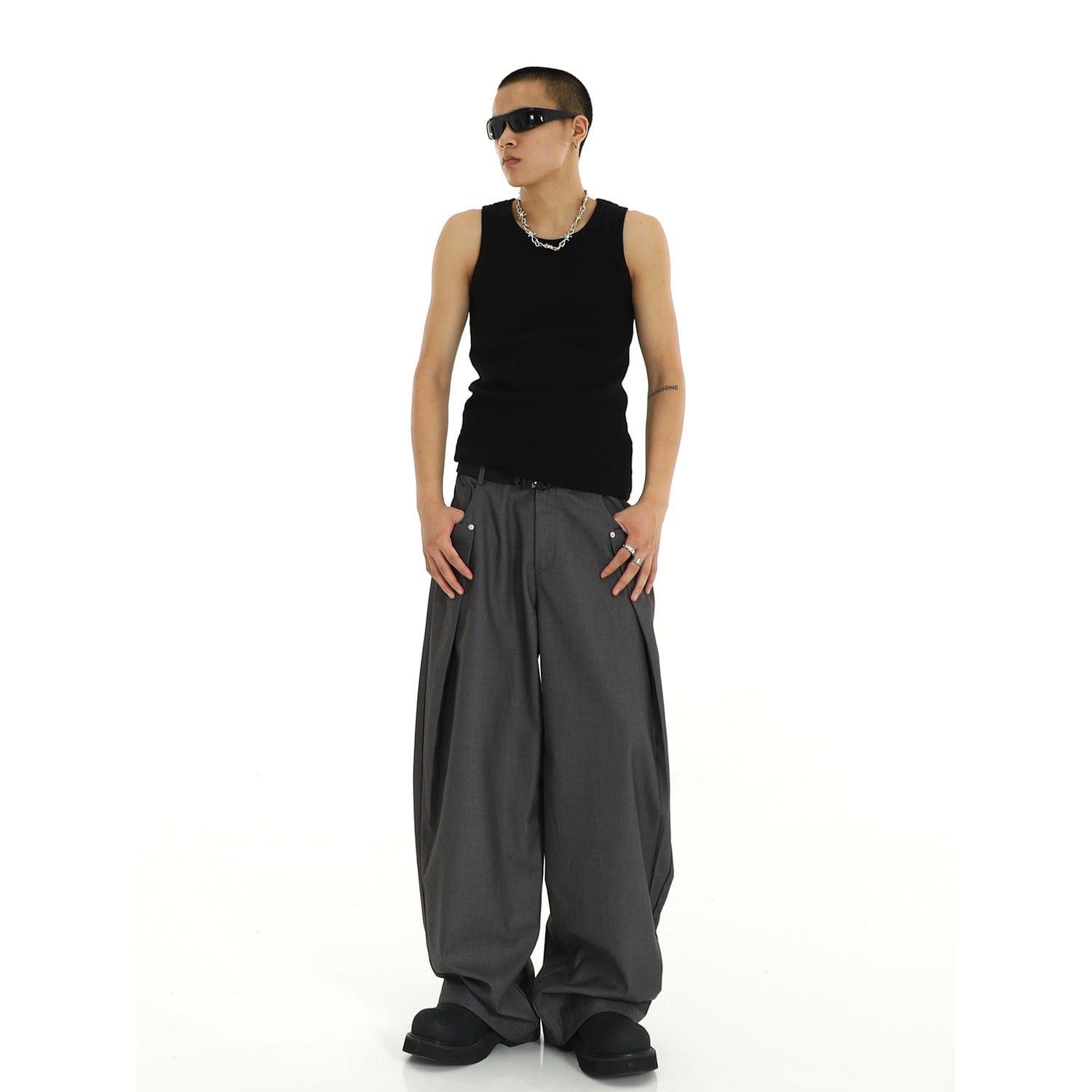 RT No. 9805 FOLDED WIDE STRAIGHT PANTS Product Image