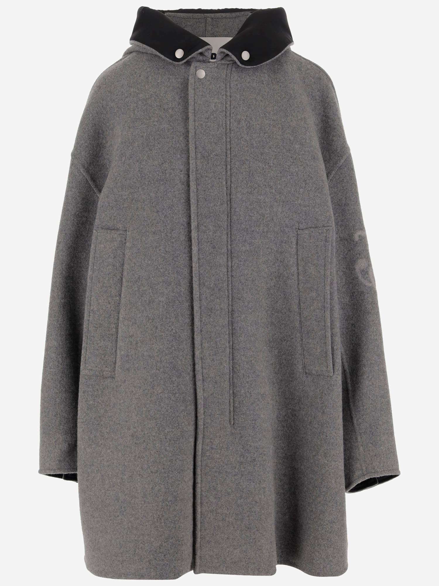 JIL SANDER Wool Parka Coat In Grey Product Image