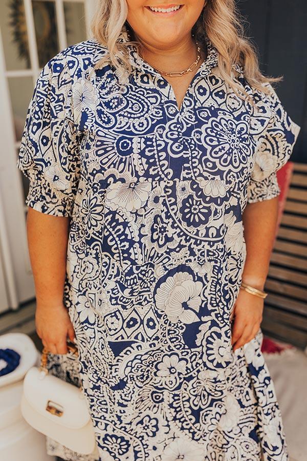 Sunday in St. Cloud Paisley Midi in Navy Curves Product Image