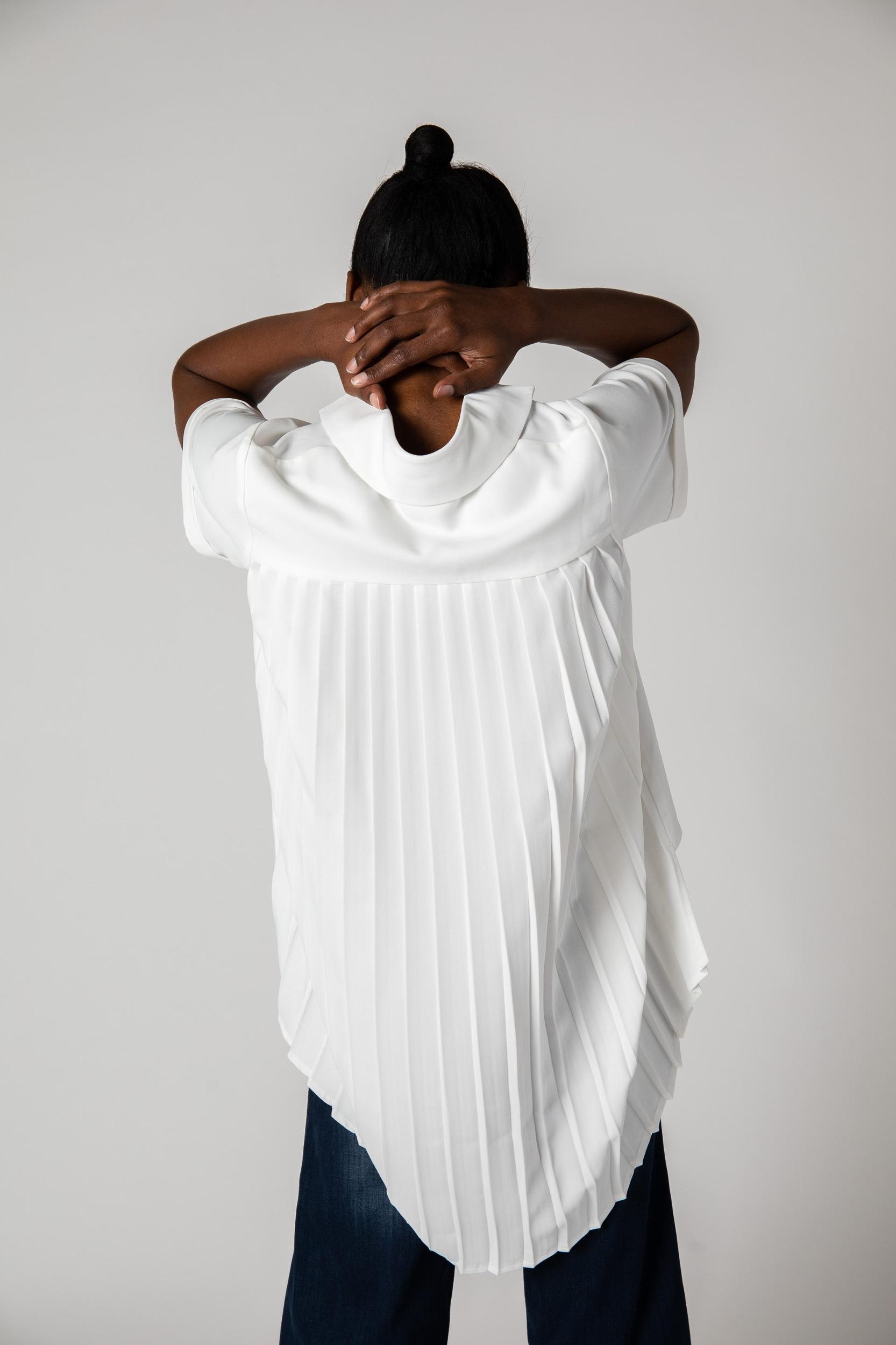 Petite Look In The Back Pleated Blouse Product Image