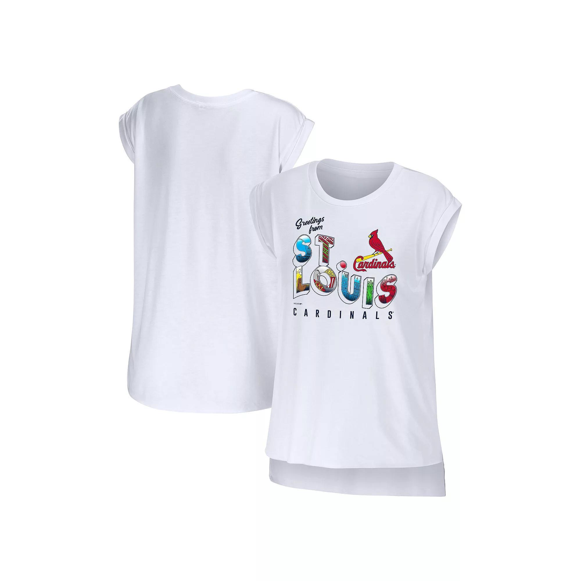 Women's WEAR by Erin Andrews White St. Louis Cardinals Greetings From T-Shirt,  Product Image