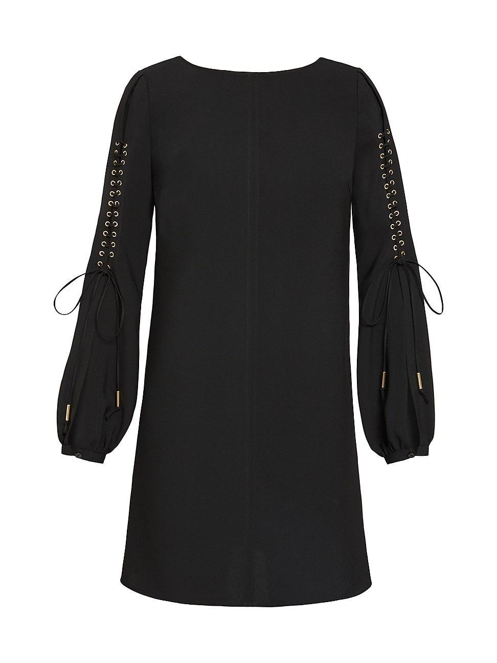 Womens Lattice-Sleeve Crepe Shift Dress Product Image