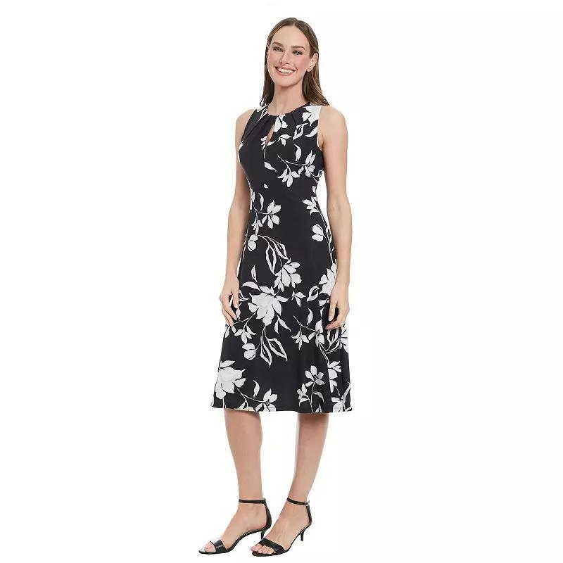 Women's London Times Empire Waist Fit & Flare Midi Dress, Size: 10, Black Ivory Product Image