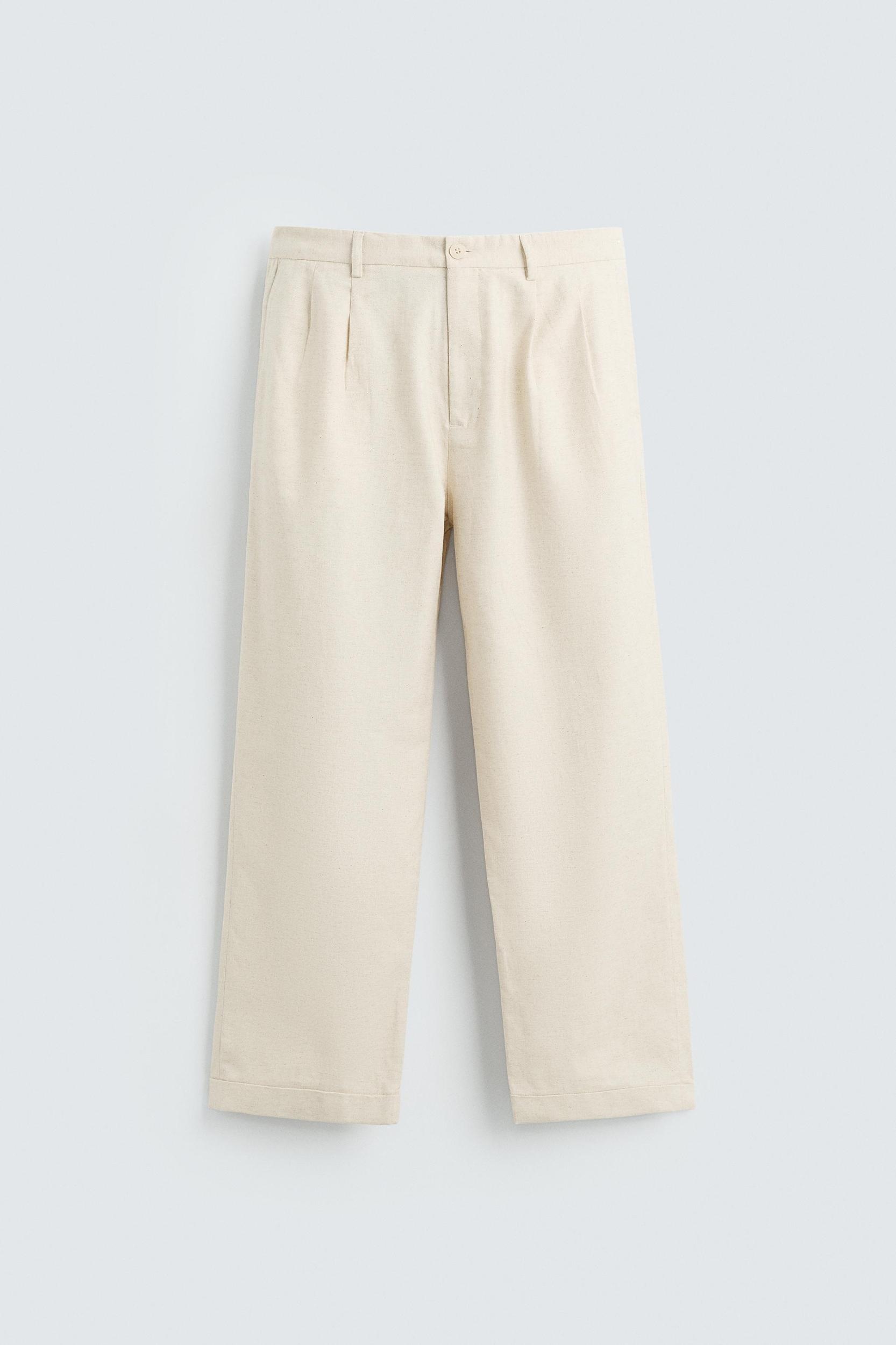 COTTON - LINEN PLEATED PANTS Product Image
