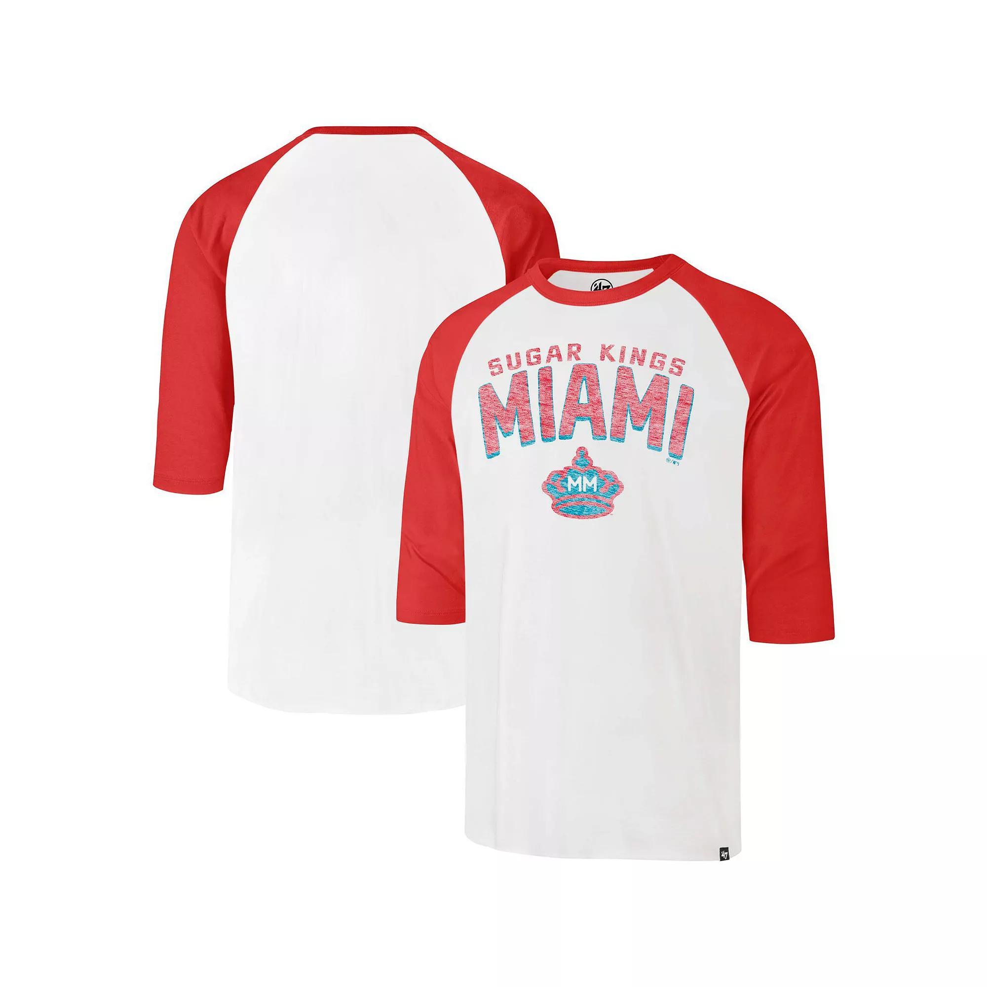 Men's '47 Cream Miami Marlins City Connect Crescent Franklin Raglan Three-Quarter Sleeve T-Shirt, Size: 2XL, Beige Product Image