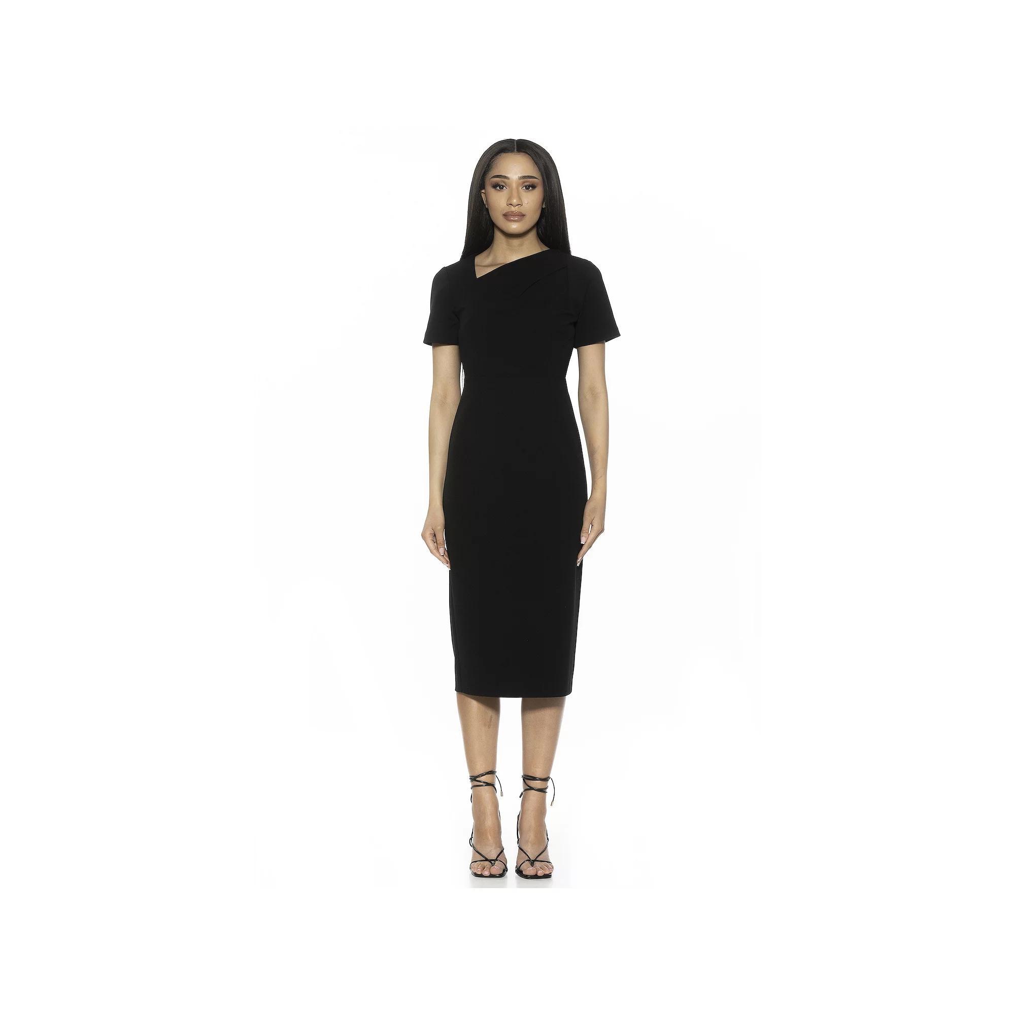 Women's ALEXIA ADMOR Angelica Asymmetric Short Sleeve Sheath Dress,  Product Image