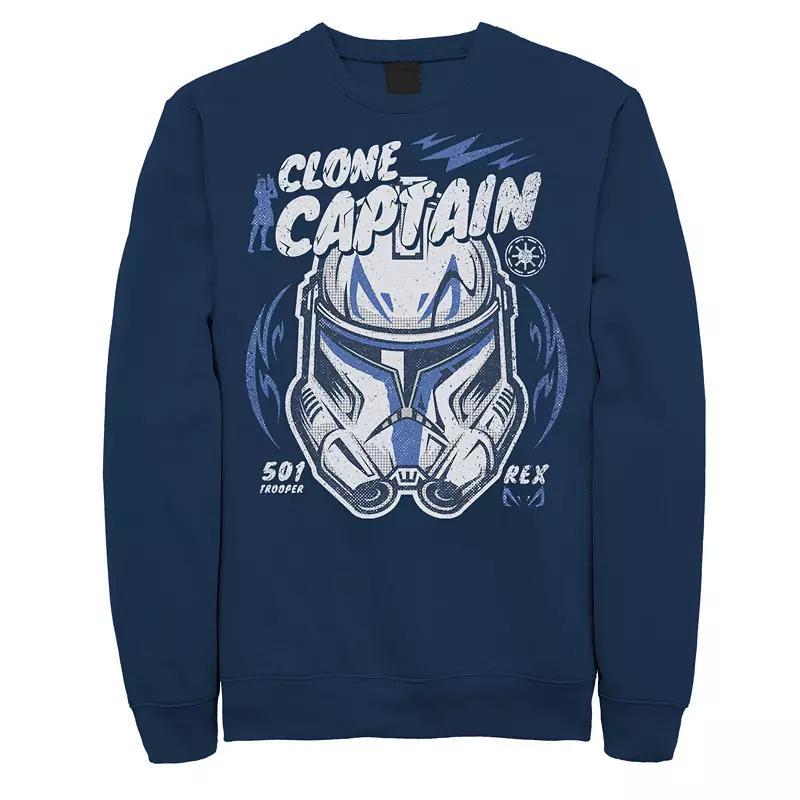 Men's Star Wars Clone Captain Head Shot Portrait Sweatshirt, Size: 3XL, Blue Product Image