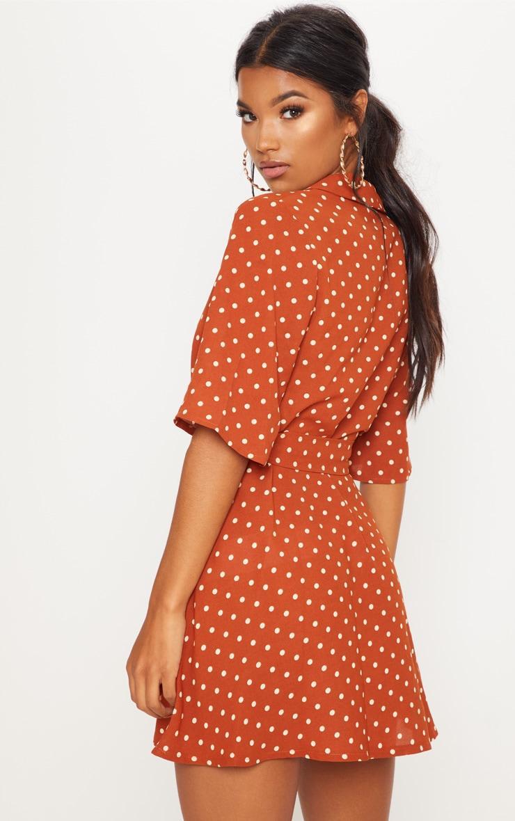 Terracotta Polka Dot Tea Dress Product Image