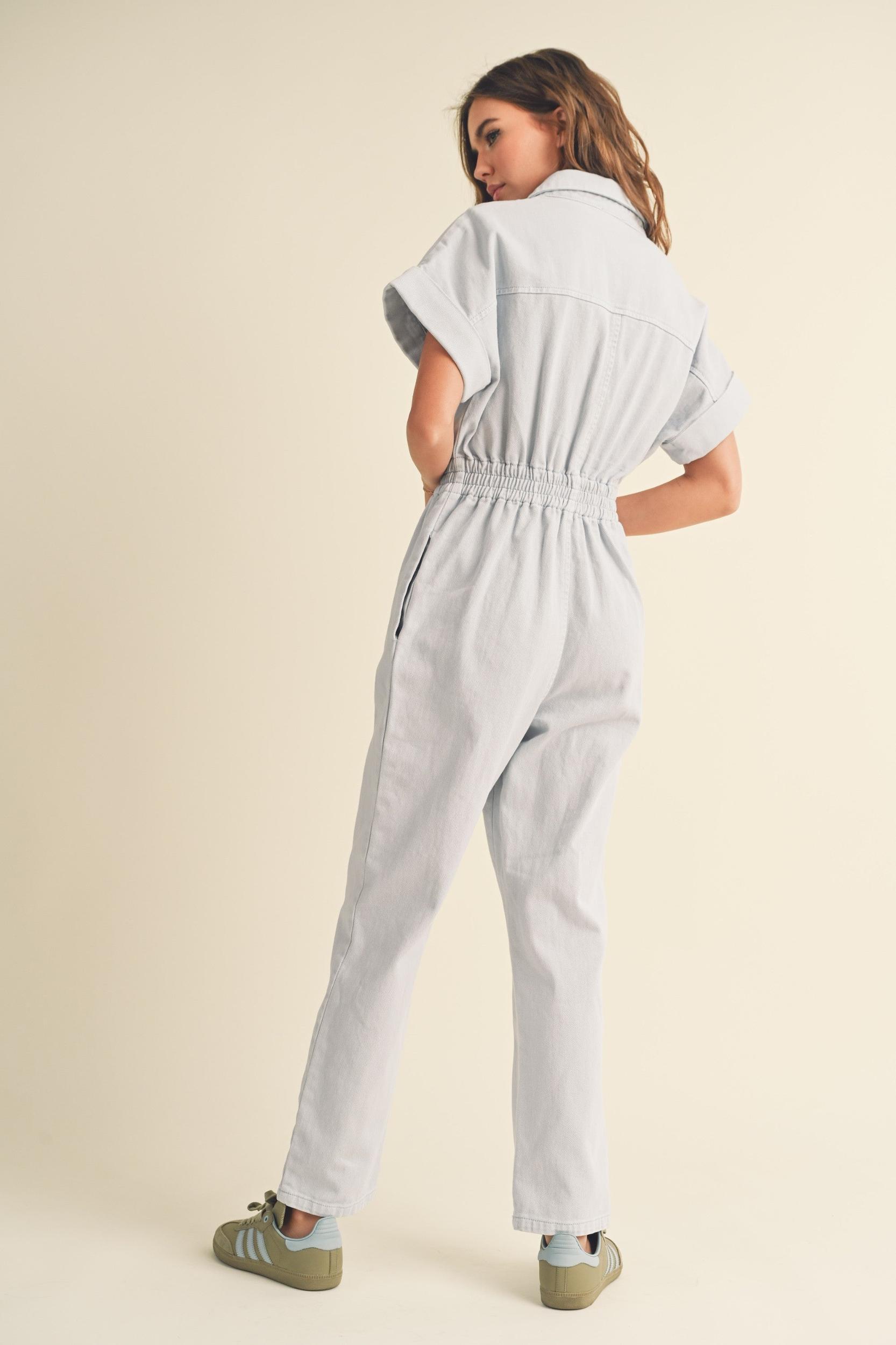 Cotton Denim Comfy Jumpsuit Product Image