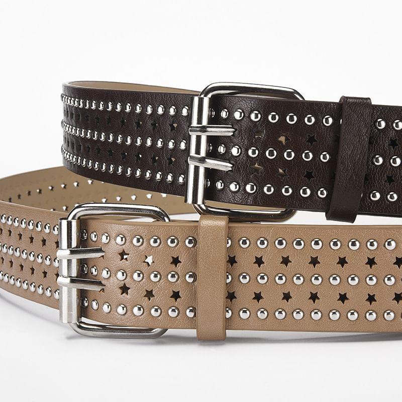 Studded Faux Leather Belt Product Image