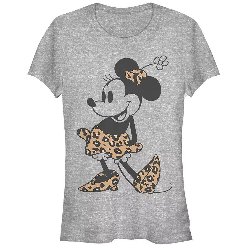 Disney's Minnie Mouse Juniors' Cheetah Print Outfit Fitted Graphic Tee, Girl's, Size: Large, Athletic Grey Product Image