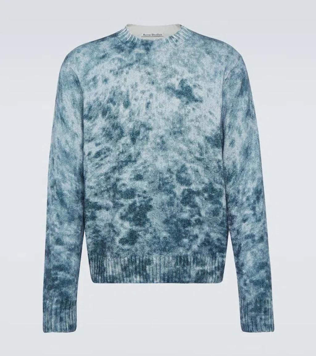 ACNE STUDIOS Bleached Cotton Sweater In Blue Product Image