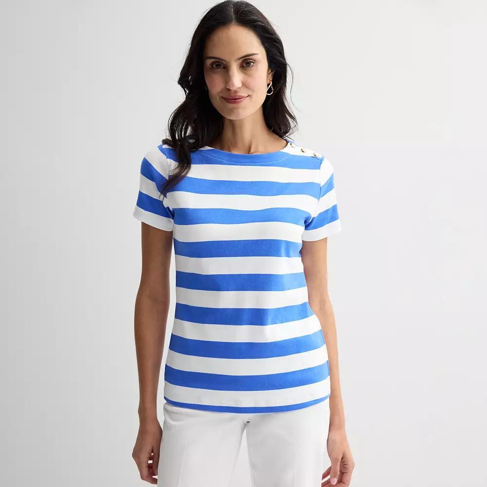 Women's Croft & Barrow® Button Shoulder Tee,  Product Image