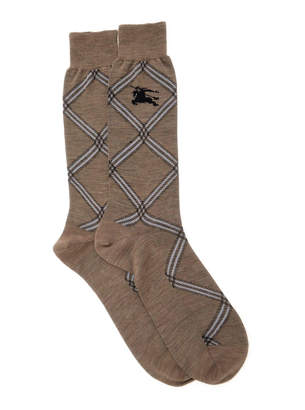 Intarsia-knit Logo Socks In Brown Product Image