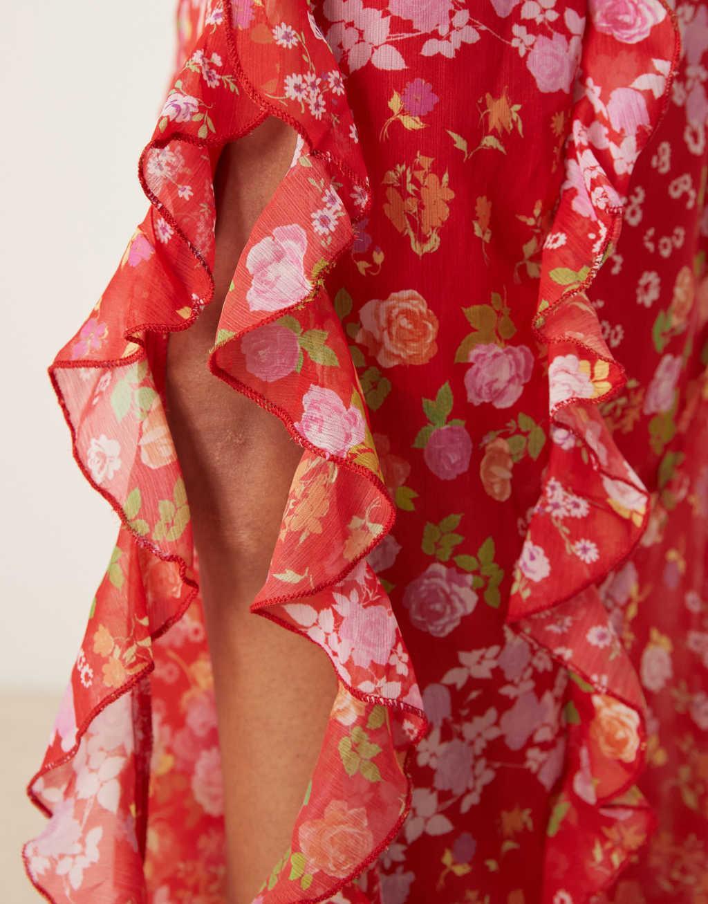 ASOS DESIGN Tall chiffon ruffle maxi skirt in floral print Product Image