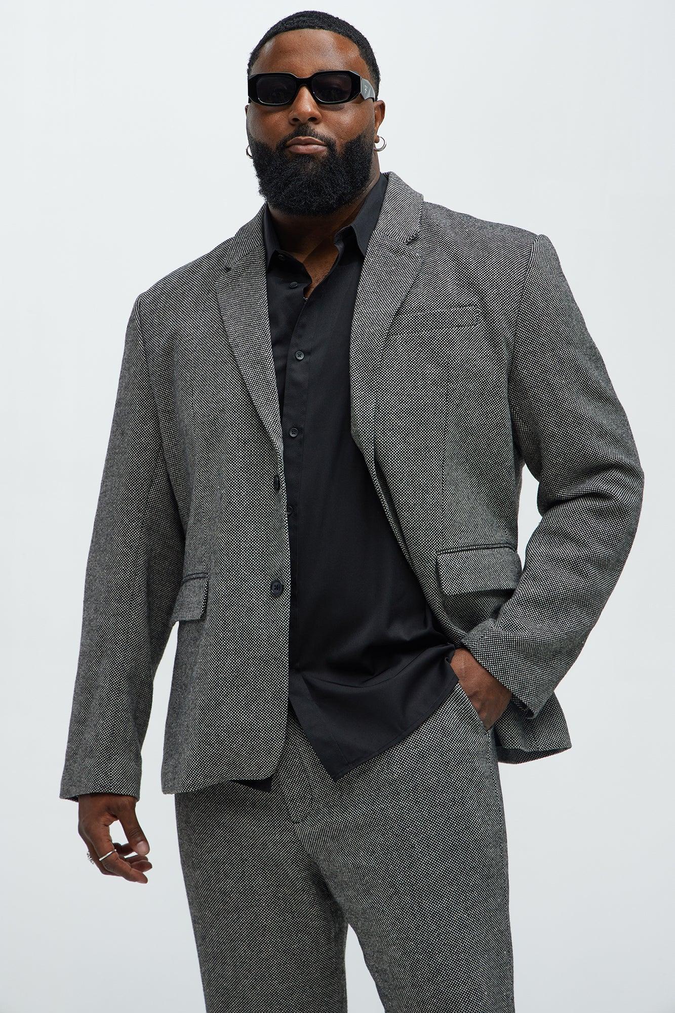Hancock Tweed Textured Blazer - Charcoal Product Image