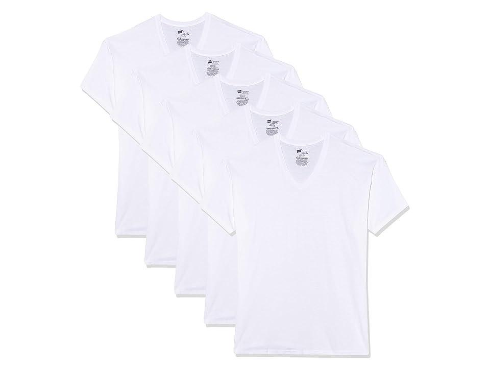 Hanes Ultimate Mens V-Neck Undershirt Pack, ComfortSoft, White 6-Pack 2XL Product Image