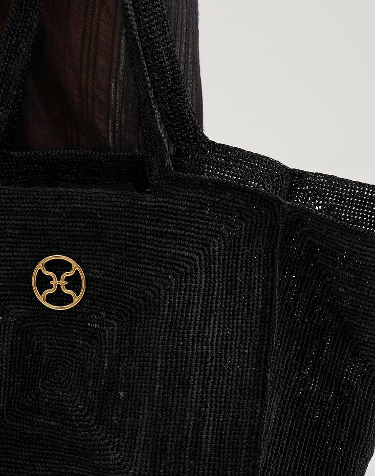 Raffia Pyramid Bag - Black Product Image