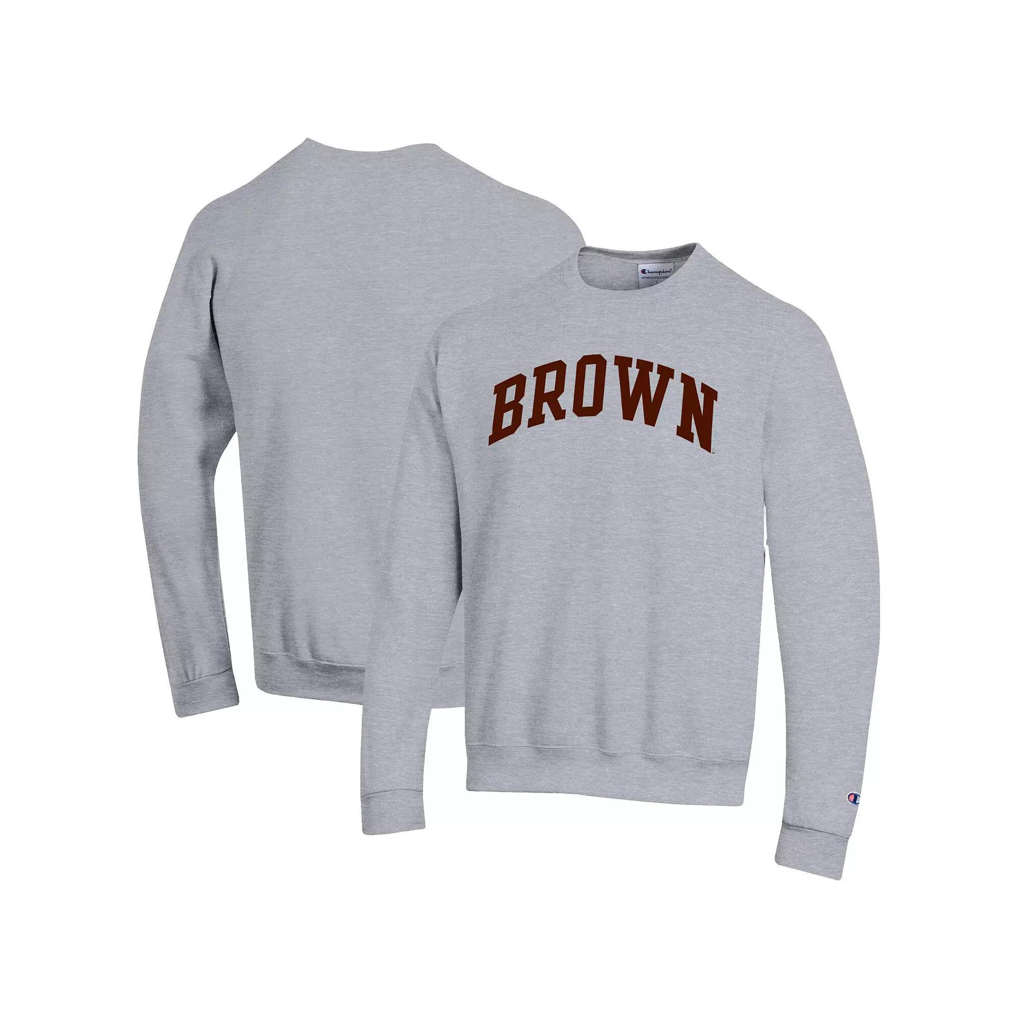 Men's Champion Heather Gray Brown Bears Basic Arch Fleece Pullover Sweatshirt,  Product Image