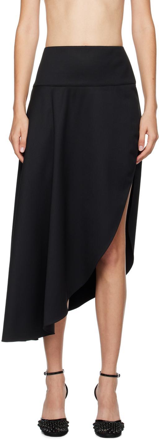 ALAÏA Asymmetric Merino Wool Maxi Skirt In Black Product Image