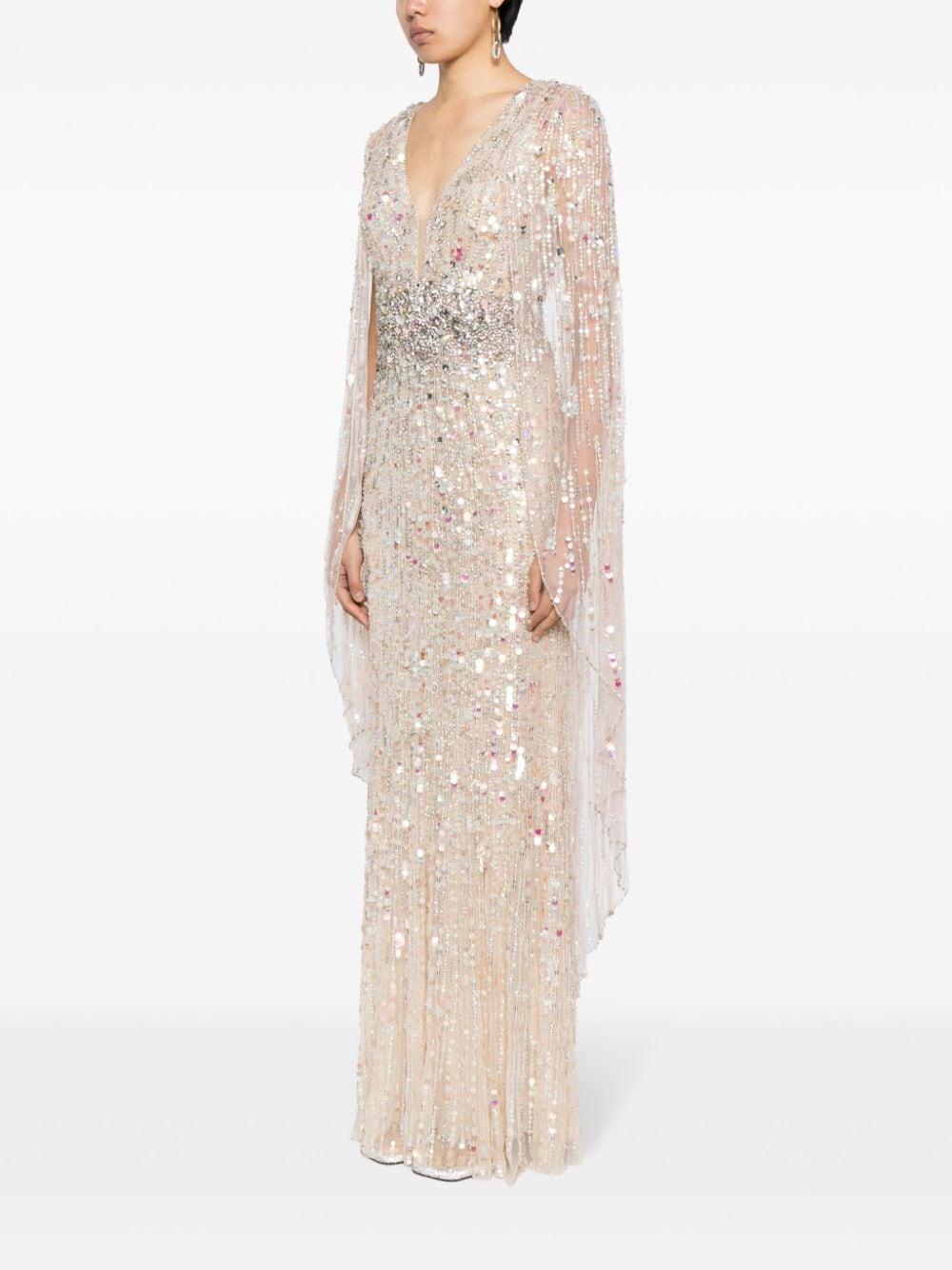 Honey Pie sequin-embellished cape gown Product Image