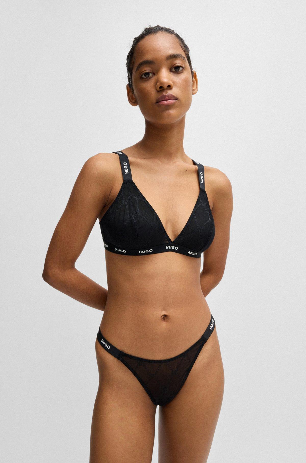 Branded-elastic thong with stacked logos Product Image