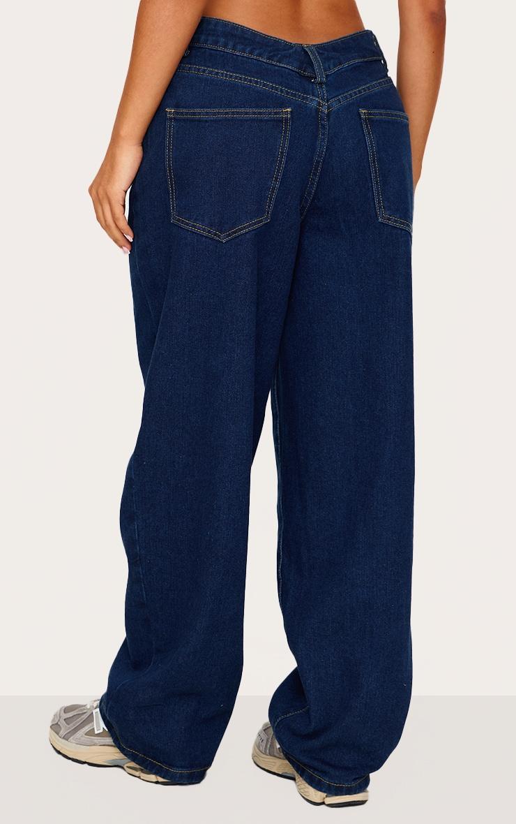 Petite Indigo Dipped Back Waistband Boyfriend Jeans Product Image